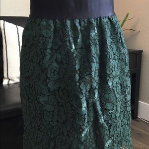 New JCrew green lace skirt
